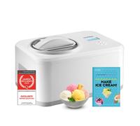 Machine à glace | 1,5 L | Compresseur | Récipient amovible en acier inoxydable | Livret de recettes | Crème glacée et yaourt