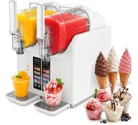 Machine à glace à l'italienne et granités professionnelle 7 en 1, sorbetière intelligente avec 2 récipients et écran tactile, idéale pour la restauration, la cuisine et les fêtes(White)