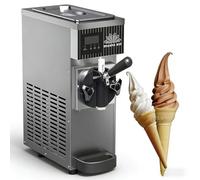 Machine à glace à l'italienne, sorbetière de comptoir, rendement de 4 à 5 kg/h, avec pré-refroidissement, nettoyage automatique, écran LCD, machine à glace à l'italienne mono-parfum, crème(Gray)