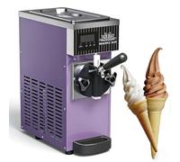 Machine à glace à l'italienne, sorbetière de comptoir, rendement de 4 à 5 kg/h, avec pré-refroidissement, nettoyage automatique, écran LCD, machine à glace à l'italienne mono-parfum, crème(Purple)