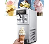 Machine À Glace Commerciale 1200 W, Machines À Glace Molle 12-16 L/h, Congélation Rapide en Un Clic + Nettoyage Automatique, avec Écran LCD, Capacité De La Trémie 3,2 L, pour Cafés, Pâtisseries