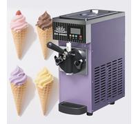 Machine à glace commerciale, avec écran LCD, fonction de pré-refroidissement et nettoyage automatique - Machine à glace à l'italienne de 4 à 5 L/h, idéale pour restaurants et snack-bars Purple