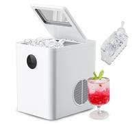 Machine à glace compacte de 9 PCS / 6 minutes, créateur de glace de pépite de comptoir, auto-nettoyage, glaçon à 2 taille, pour le bar à domicile, comptoir de cuisine, RV, appartement, camping, white