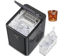 Machine à glace compacte de 9 PCS / 6 minutes, créateur de glace de pépite de comptoir, auto-nettoyage, glaçon à 2 taille, pour le bar à domicile, comptoir de cuisine, RV, appartement, camping, black