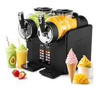 Machine à Glace Italienne Et Granité 2 En 1 Avec Double Réservoir De 2L, Température Réglable, Nettoyage Automatique Et Sécurité Enfant, Pour Milkshakes, Frappés, Jus Et Glaces Soft Black
