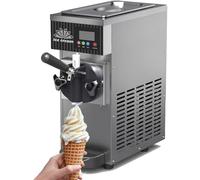 Machine à Glace Italienne,Machine Glace Italienne Comptoir,Rendement 4-5kg/H,Ice Cream Maker Maison,Avec Réservoir 2,5 L & Cylindre 1 L,Avec Pré-Refroidissement écran Lcd,Grey-ZB-BQL28