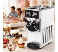 Machine à Glace Italienne Soft, 4-5 L/H Machine Glace 1 Parfum Avec Réservoir 2,5 L, écran Lcd, Pré-Refroidissement Et Nettoyage Automatique, Pour Café, Bar Et Réceptions à Domicile White