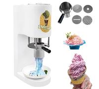 Machine à glace, machine à glace, machine à spaghetti, sorbetière, avec 4 moules interchangeables, trémie de 420 ml(White)