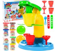 Machine à glace Malplay avec garnitures | Petit salon de glace | 8 boîtes de pâte à modeler | Nombreux éléments | Pour les enfants à partir de 3 ans | Jouets créatifs