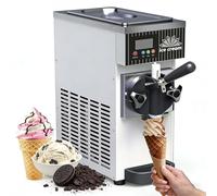 Machine à Glace Molle avec Réservoir de 2,5L, Commerciale Mécanique à Glace avec Réglages de Dureté Ajustables, Nettoyage Automatique, Rendement de 80-100 Blocs/Heure pour Dessert(Cream)