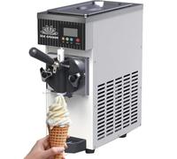 Machine à Glace Molle Commerciale Machine à Crème Glacée de Comptoir Trémie 4-5 L/h LCD Fonction Auto Nettoyage (80-100 Portions/H) Idéale Desserts Bars Café,Blanc,51x40CM