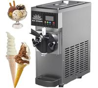 Machine à glace molle de comptoir, débit de 4 à 5 kg/h pour les entreprises | Modèle mono-arôme, avec écran LCD, adapté aux restaurants et pâtisseries, couleur grise, conçu pour un usage commercial