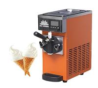 Machine à glace molle mono-parfum Appareil de comptoir Avec trémie de 3,5 L Distributeur de desserts glacés autonettoyant Pour usage domestique commercial(Orange)