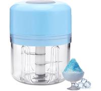 Machine à Glace Pilée Manuelle Portable, Broyeur à Glace pour Smoothie et Boissons, Mini Ice Crusher Cuisine Maison 250 ml (Bleu)