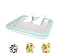 Machine à Glace Roulée, Appareil à Glace DIY avec 2 Spatules, pour Famille et Enfants, Fabrication de Glace Maison et Gelato vert