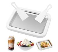 Machine à Glace Roulée, Plaque à Glace Roulée, Ice Roll Plaqueen, Machine à Crème Glacée avec 2 Spatules, Machine à Crème Glacée Roulée Pour Crème Glacée Maison, Gélato, Yaourt Glacé(Blanc)