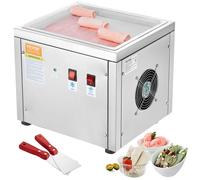 VEVOR Machine à glace roulée 28x24x2 cm inox alimentaire avec compresseur et 2 grattoirs