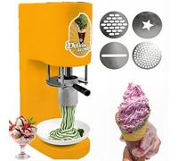 Machine À Glace Spaghetti 420Ml, Machine À Soft Serve Commerciale avec 4 Moulages, Production 28-30L/h, Machine À Desserts Crémeux Facile À Nettoyer pour Restaurants & Snack Bars yellow