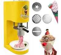 Machine à glace Spaghetti commerciale 80W, en acier inoxydable, 4moules, opération facile for les magasins de glaces et de desserts(Yellow)