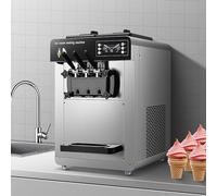 Machine À Glace Verticale De 12 L, Sorbetière À Yaourt Glacé Avec 3 Sorties, Vitesse De Production Réglable Et Alarme De Manque De Matière Première, Capacité De 100 À 200 Pièces/Heure, Idéale Pour Le