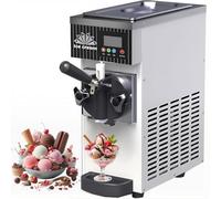 Machine À Glaces Commerciale, Machine À Soft Serve Automatique avec Rendement de 4-5 Kg/h, Panneau Lcd, Machine À Desserts Crémeux Auto-nettoyante pour Restaurants & Snack Bars white