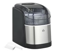 HOMCOM Machine à glaçons 12kg en 24h, Machine Glacon autonettoyant, capacité réservoir 1,8 L, Affichage LED, pelle et panier inclus, en acier Inox pour Maison, Cuisine, Bar