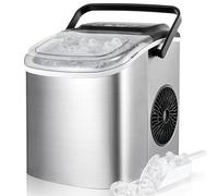 Machine à Glaçons, 12kg en 24h, 9 Glaçons en 6 Minutes, 2 Tailles de Glaçons, Machine à Glaçons Autonettoyante, avec Poignée de Transport et Cuillère, pour la Maison/Cuisine/Camping/Bar