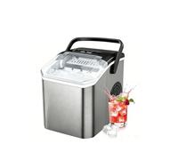 Machine à glaçons, 2 tailles de cubes, machine à glaçons en acier inoxydable pour le plan de travail, 9 cubes en 6 min, 12 kg/jour, tailles de glaçons pour la maison, la cuisine, le bureau (argent)