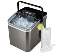 Machine à glaçons 24 heures, 9 glaçons en seulement 6 minutes, 2 tailles de Bullet Ice, machine à glaçons autonettoyante, petite taille de 14 kg, avec poignée de transport, pelle à glace et panier