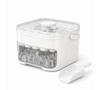 Machine à glaçons à 50 cubes avec couvercle facile à presser, tiroir à glaçons portable à double couche avec poignée, pelle à glace double couche (blanc)