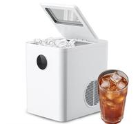 Machine à glaçons à pépites de comptoir, 9 pièces/8 minutes, machine à glace à croquer, 12 kg, autonettoyante par jour, compacte avec deux tailles de glace, pour la maison, le bar, le bureau(White)