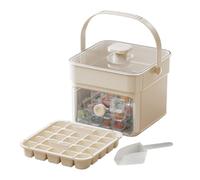Machine à glaçons à Pression,50 Compartiments Appuyez sur Type Ice Cube Maker, Bac À Glaçons Pour Congélateur Avec Récipient, Réutilisable pour les Cocktails et le Jus de Café (Beige-50 glaçons)