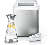 Machine à glaçons Arendo, machine à glaçons, Ice Cube Maker, autonettoyage, réservoir d'eau de 1,5 litre, temps de production 8 - 9 minutes, 10 - 12 kg / 24 h, silencieux, argent/blanc