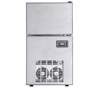 Machine à glaçons avec porte en acier inoxydable argenté - 43 x 40 x 71 cm - Appareil de cuisine avec compresseur pour maison, fête, salle à manger, production rapide de glace - Absorbe le bruit