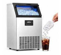Machine à Glaçons Commerciale 45-60kg/24H,Acier inoxydable,Ice Maker Professionnel,Capacité 15kg,45-60 Cubes/8Min,Nettoyage Automatique,Minuterie, à Encastrer ou à Poser,pour Bar Café 45IceCubes