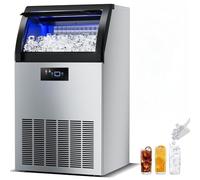 Machine à Glaçons Commerciale 60kg/24h Glace Machine Professionnel 40 Glaçons en 8-15 Minutes Écran LCD Storage de 15kg Nettoyage Auto pour Maison Bureau Restaurant Bar Café