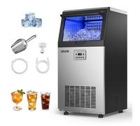 VEVOR Machine à Glaçons Commerciale, Fabrique de Glaçons Rendement Élevé 45 kg/24 h avec Stockage de 14 kg, pour Bar Café Restaurant Débit de Boissons, avec Affichage LED et Fonction Autonettoyage