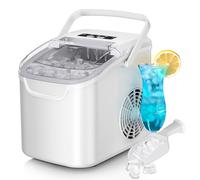 Machine à glaçons de comptoir, 8 glaçons en 6 minutes, glace de 11,8 kg/jour avec 2 tailles - Mini portable, économie d'énergie et panier/pelle pour maison/fête/voyage/camping/bar, blanc