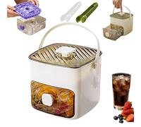 Machine à glaçons de type presse, boîte à glaçons avec tiroir et bac de rangement, 48 grilles réutilisables pour cafés, cocktails et jus, idéale pour la cuisine à la maison (blanc)