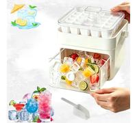 Machine à glaçons double couche pour 50 cubes - Bac à glaçons double couche - Boîte de rangement avec poignée - Tous les glaçons en une seconde pour la maison, le bureau, le bar (sur 1 étage)