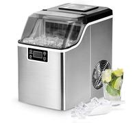Machine à glaçons en acier inoxydable, 24 dés en 13 min, 24kg/24H, 3,2L autonettoyante avec pelle et panier pour cuisine/Bar/bureau Argent