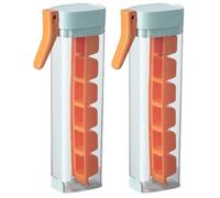 Machine À Glaçons En Verre, Plateau À Glaçons À Une Main, Moule À Dégivrage Manuel Avec Poignée, 6 Glaçons Carrés for Cocktails, Café Glacé, Whisky(Orange*2)