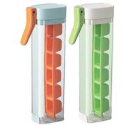 Machine À Glaçons En Verre, Plateau À Glaçons À Une Main, Moule À Dégivrage Manuel Avec Poignée, 6 Glaçons Carrés for Cocktails, Café Glacé, Whisky(Orange+Green)