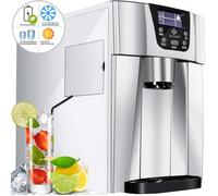 KESSER® Machine à glaçons | Machine à glaçons acier inoxydable | Machine à glace 100 W | 12 kg 24 h | 2 tailles de glaçons | Préparation en 6 min | Réservoir d'eau de 2 litres, Argent
