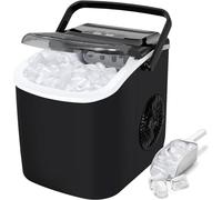 Machine à glaçons | Machine à glace de comptoir avec poignée portable | 9 cubes prêts en 6 minutes | 12 kg en 24 heures | Auto-nettoyante | Pelle à glace et panier | Pour la maison/cuisine/bureau/bar