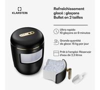Machine à glaçons - Klarstein Passau - 2 tailles - 15 kg-24 h - Auto-Clean - 150 W - Noir