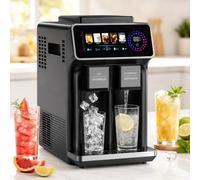 Machine à Glaçons Portable de Comptoir, Distributeur d’Eau Glacée | Conception 3-en-1, avec Écran Tactile LCD, 1 kg Capacité de Stockage, Minuterie Programmable, pour Maison(Black)