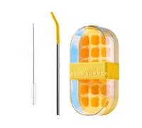 Machine à glaçons portable pour tasses à 18 sections en silicone de qualité alimentaire livrée avec brosse de nettoyage et paille pour usage domestique avec accessoires