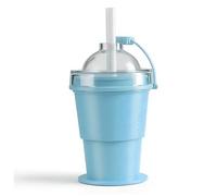 Machine à glaçons ronde, bac à glaçons pliable en silicone, machine et tasse paille - Verres d'été portables de qualité alimentaire (bleu), rond