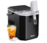 Machine à glaçons Silonn - 9 glaçons en 6 min, 12 kg/jour, 2 tailles, portable, silencieuse, autonettoyante, avec panier et poignée